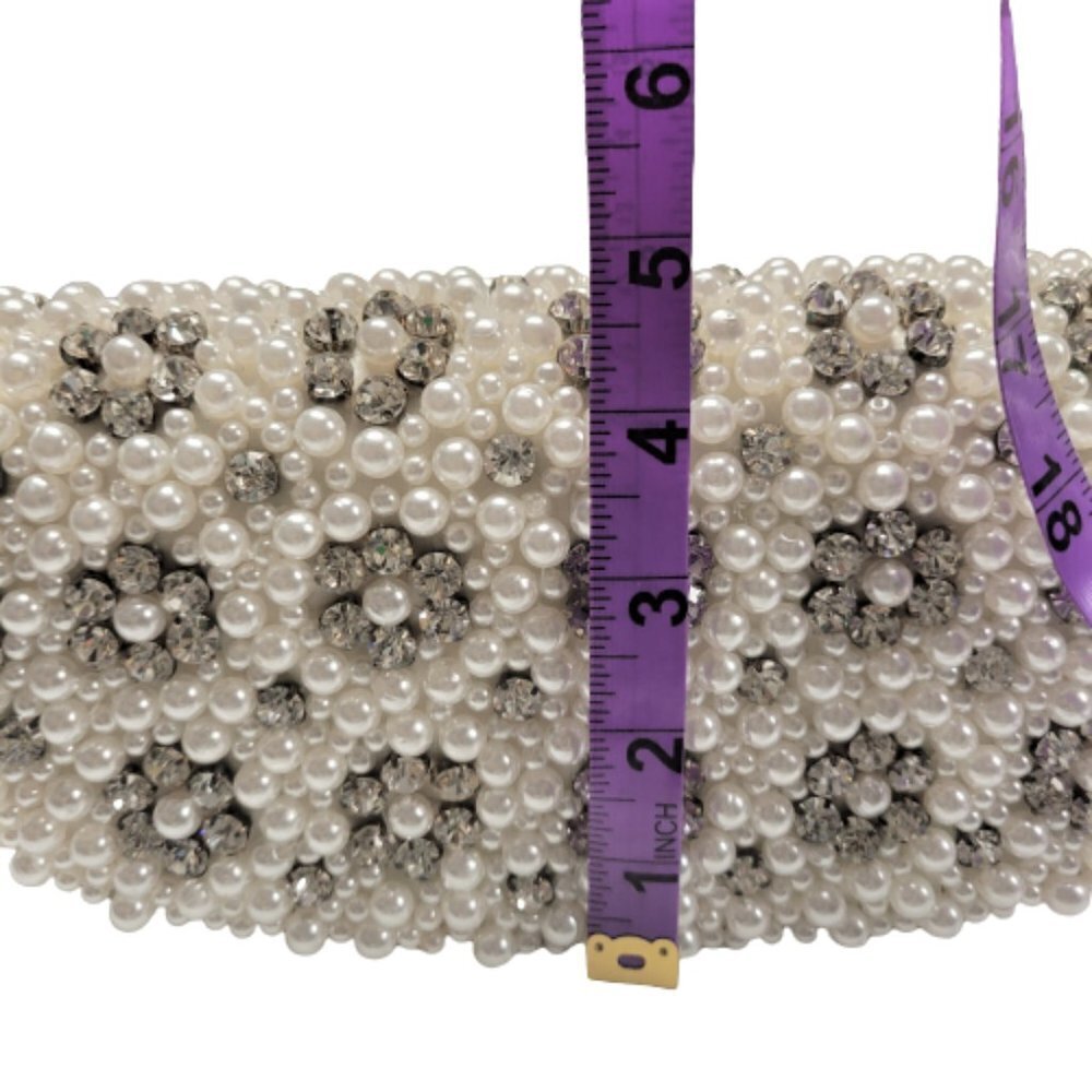 Pearl Sequin Evening Purse, Cocktail Purse, Wedding White Purse - Picture 15 of 16